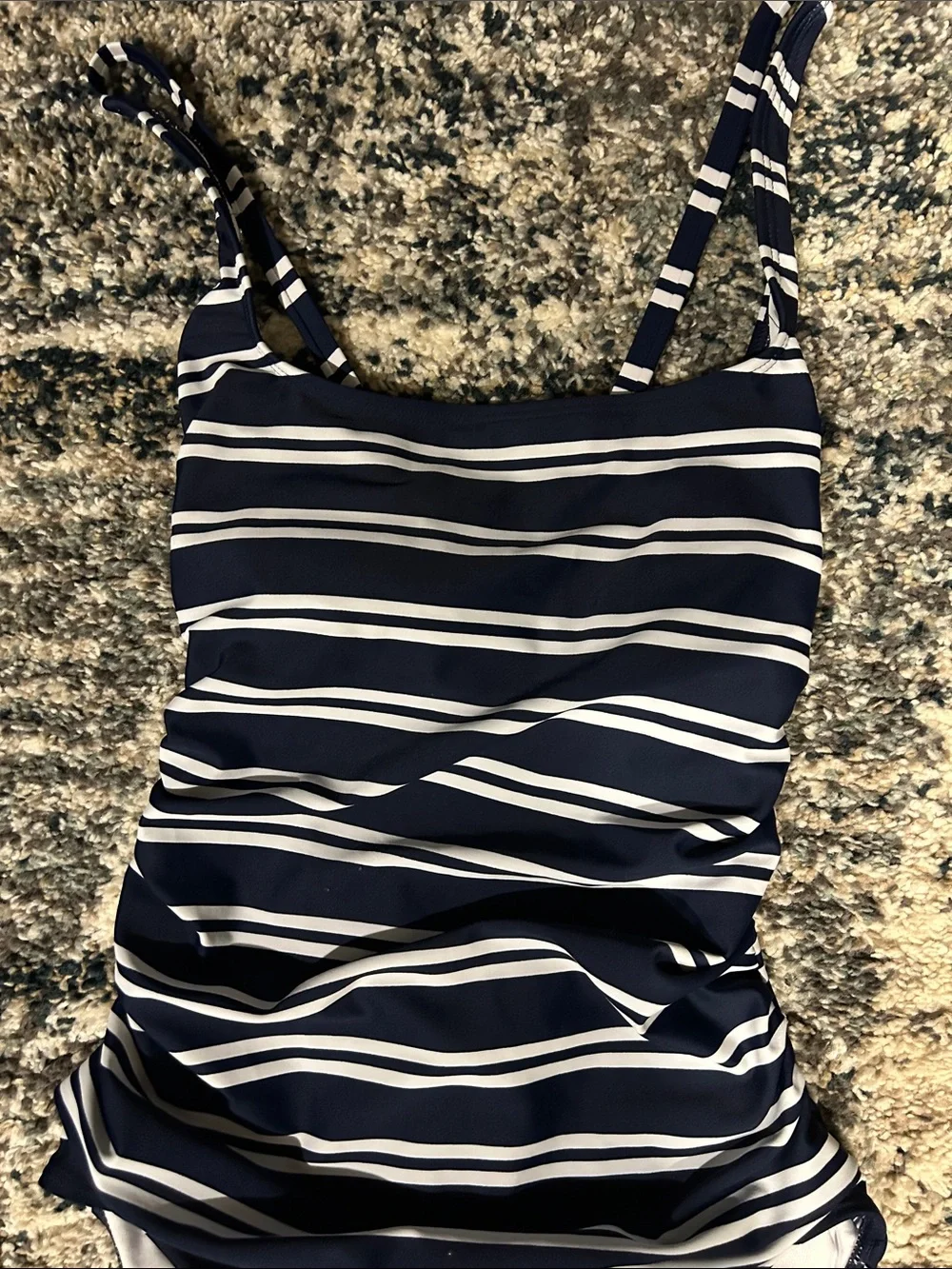 Women’s Nautica Navy and White Striped One-Piece Swimsuit